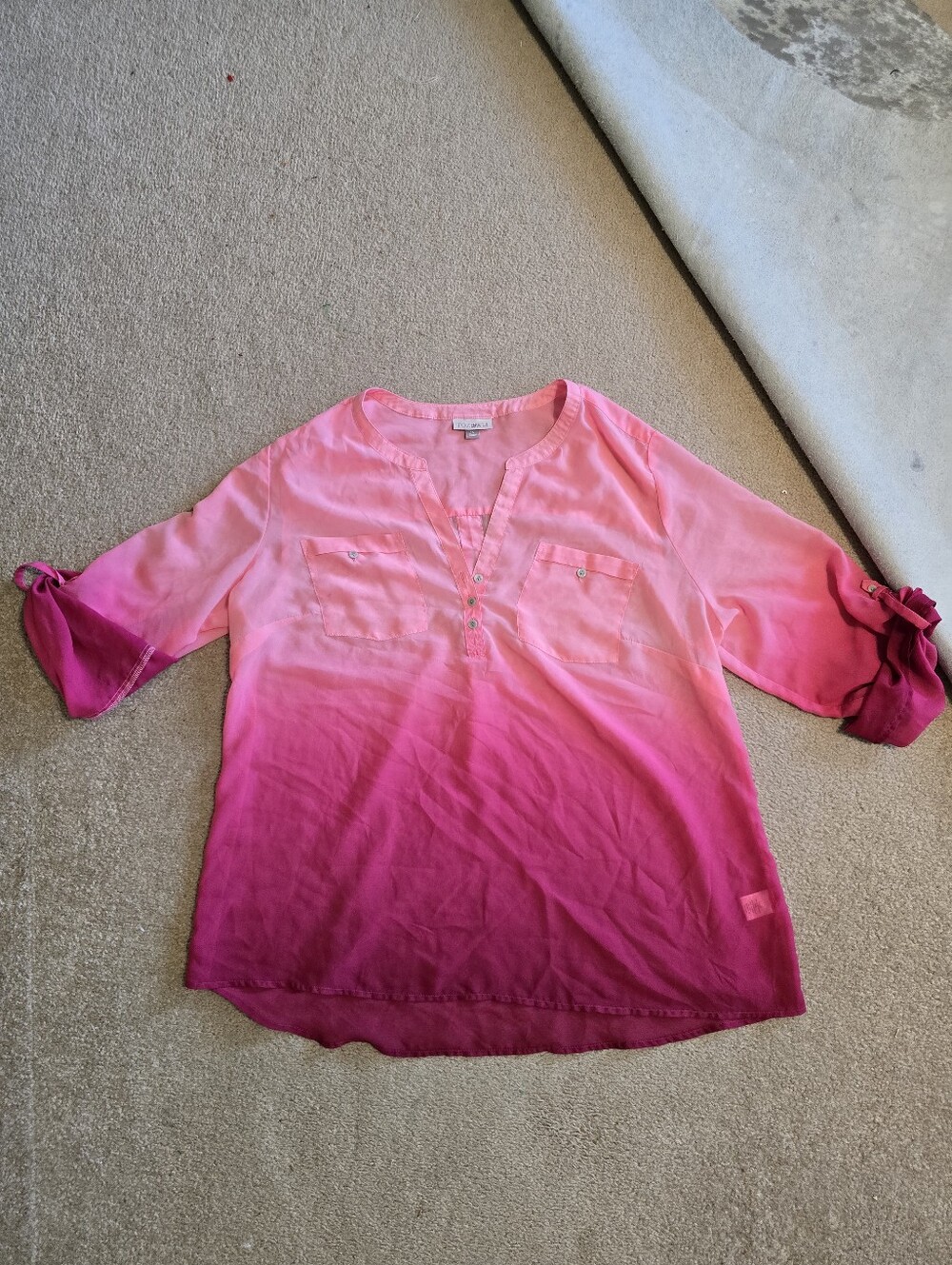 Roz & Ali Pink Ombre V-Neck Tunic